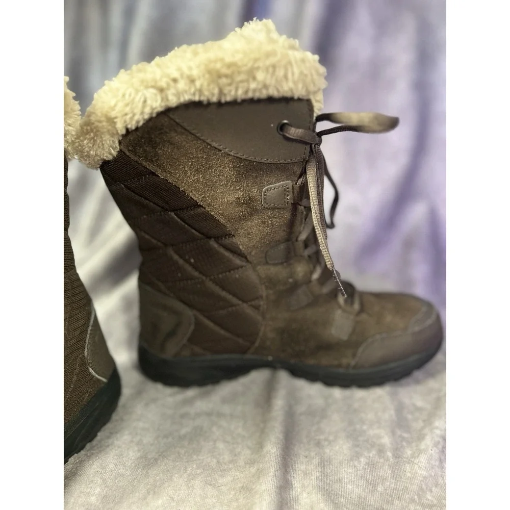 Columbia Women's Waterproof Faux Fur Quilted Brown Snow Boots US 9 BL1581-232
